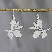 Featured review for Sterling silver dangle earrings, Snowy Leaves