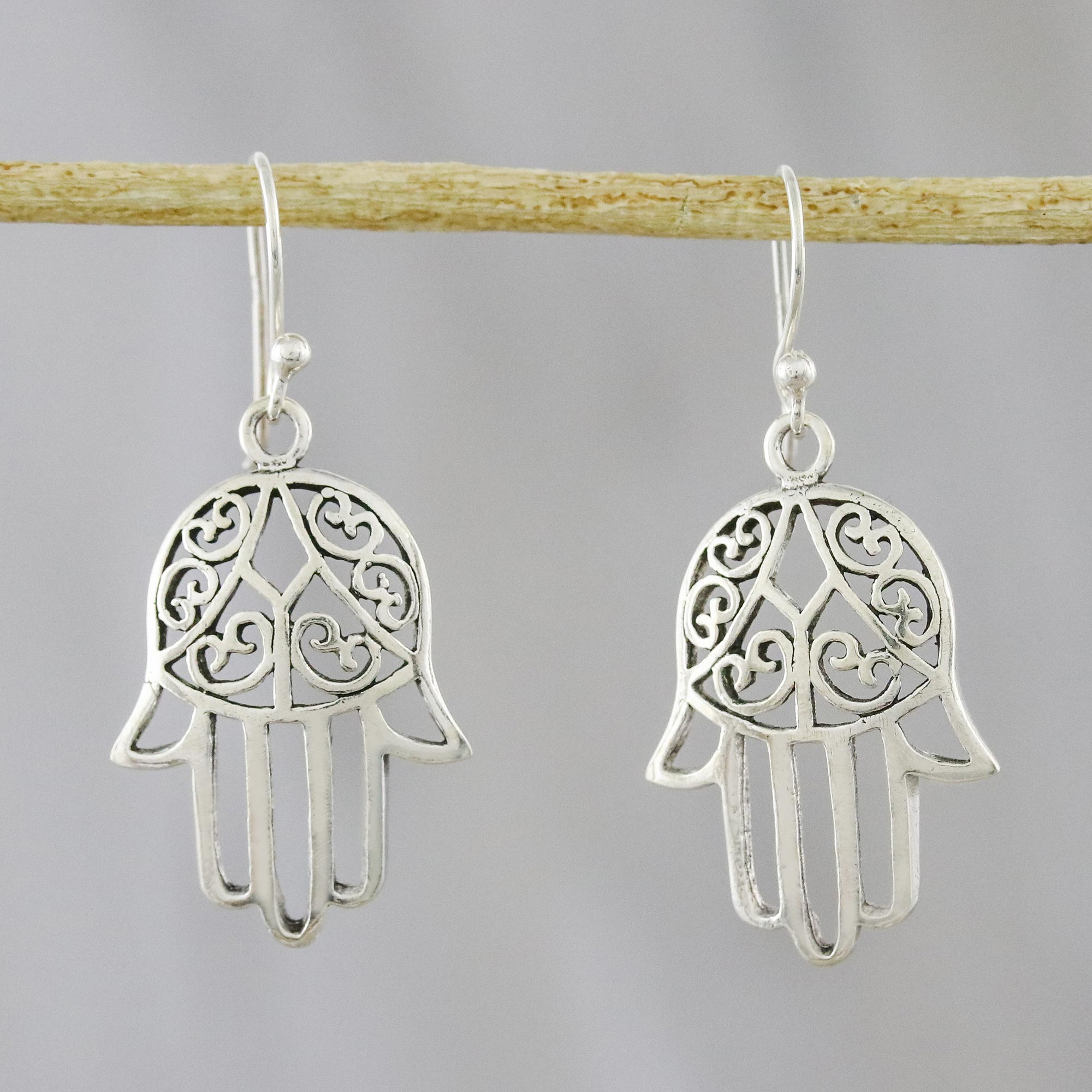 hamsa earrings silver