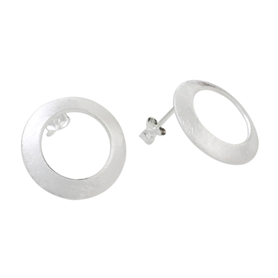 Sterling silver drop earrings, 'Classic Circles' - Circular Sterling Silver Drop Earrings from Thailand