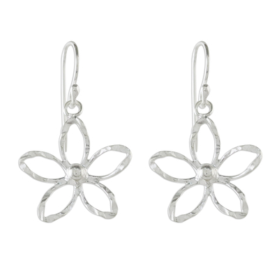 Sterling silver dangle earrings, 'Fun Flowers' - Flower Sterling Silver Dangle Earrings from Thailand