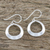 Sterling silver dangle earrings, 'Rings of Love' - Brushed-Satin Sterling Silver Dangle Earrings from Thailand