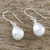 Sterling silver dangle earrings, 'Satin Dew' - Brushed Drop-Shaped Sterling Silver Earrings from Thailand