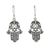 Sterling silver dangle earrings, 'Romantic Hamsas' - Hamsa-Shaped Sterling Silver Dangle Earrings from Thailand