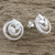 Sterling silver button earrings, 'Rings of Leaves' - Circular Leaf Motif Sterling Silver Earrings from Thailand