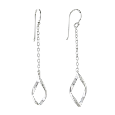 Sterling silver dangle earrings, 'Happy Spirals' - Spiral-Shaped Sterling Silver Dangle Earrings from Thailand