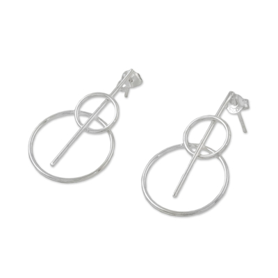 Circle-Motif Sterling Silver Drop Earrings from Thailand - Rings of ...