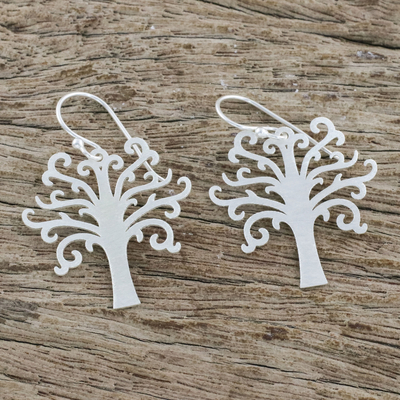 Sterling silver dangle earrings, 'Life Is Natural' - Tree-Shaped Sterling Silver Dangle Earrings from Thailand