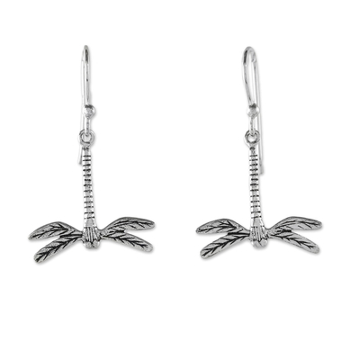 Dragonfly Sterling Silver Dangle Earrings from Thailand