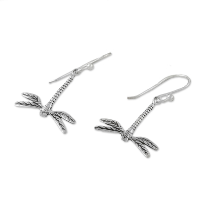 Sterling silver dangle earrings, 'Darling Dragonflies' - Dragonfly Sterling Silver Dangle Earrings from Thailand