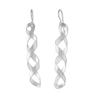 Sterling silver dangle earrings, 'Chilly Wind' - Spiral-Shaped Sterling Silver Dangle Earrings from Thailand