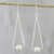 Cultured pearl dangle earrings, 'White Elegance' - Cultured Pearl and Silver Dangle Earrings from Thailand (image 2) thumbail