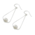 Cultured pearl dangle earrings, 'White Elegance' - Cultured Pearl and Silver Dangle Earrings from Thailand (image 2c) thumbail