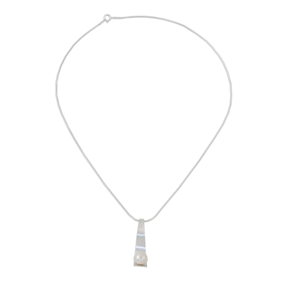 Halskette mit Zuchtperlenanhänger 'Pearl Wave' - Elegante Halskette mit Zuchtperlen-Anhänger aus Thailand