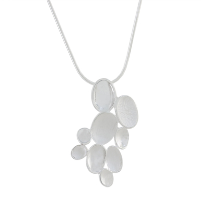 Sterling silver pendant necklace, 'Wondrous Pools' - Oval Motif Sterling Silver Pendant Necklace from Thailand