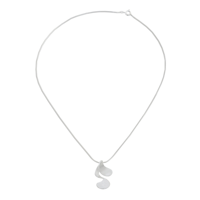Sterling silver pendant necklace, 'Sleek Swirl' - Thai Abstract Style Sterling Silver Pendant Necklace