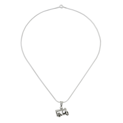 Sterling silver pendant necklace, 'Thai Tuk Tuk' - Sterling Silver Tuk Tuk Pendant Necklace from Thailand