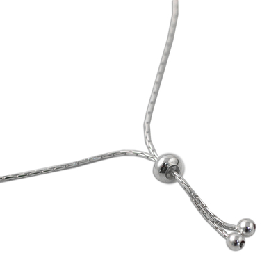 Sterling silver beaded pendant bracelet, 'Sweet Spiral' - Sterling Silver Beaded Swirl Pendant Bracelet from Thailand