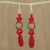 Beaded dangle earrings, 'Exciting Adventure in Red' - Red Calcite and Glass Dangle Earrings from Thailand