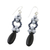 Beaded dangle earrings, 'Exciting Adventure in Black' - Black Calcite and Glass Dangle Earrings from Thailand
