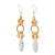 Beaded dangle earrings, 'Exciting Adventure in White' - White Calcite and Glass Dangle Earrings from Thailand
