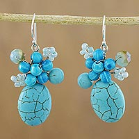 Calcite cluster earrings, 'Blue Holiday Dreams'
