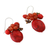 Calcite and quartz cluster earrings, 'Bright Holiday Dreams' - Modern Thai Cluster Earrings with Red Quartz and Calcite