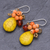 Calcite cluster earrings, 'Yellow Holiday Dreams' - Yellow Calcite Handcrafted Modern Thai Cluster Earrings