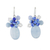 Quartz dangle earrings, 'Dreamy Cluster in Blue' - Quartz and Glass Bead Dangle Earrings from Thailand