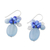 Quartz dangle earrings, 'Dreamy Cluster in Blue' - Quartz and Glass Bead Dangle Earrings from Thailand (image 2b) thumbail