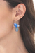 Quartz dangle earrings, 'Dreamy Cluster in Blue' - Quartz and Glass Bead Dangle Earrings from Thailand