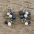 Smoky quartz and cultured pearl dangle earrings, 'Elegant Flora' - Smoky Quartz and Cultured Pearl Earrings from Thailand (image 2b) thumbail