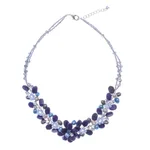 Lapis lazuli and cultured pearl beaded necklace, 'Elegant Flora' - Lapis Lazuli and Cultured Pearl Necklace from Thailand