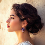 Lapis lazuli and cultured pearl dangle earrings, 'Elegant Flora' - Lapis Lazuli and Cultured Pearl Earrings from Thailand