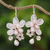 Rose quartz and cultured pearl dangle earrings, 'Elegant Flora' - Rose Quartz and Cultured Pearl Dangle Earrings from Thailand (image 2) thumbail