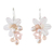 Rose quartz and cultured pearl dangle earrings, 'Elegant Flora' - Rose Quartz and Cultured Pearl Dangle Earrings from Thailand (image 2a) thumbail