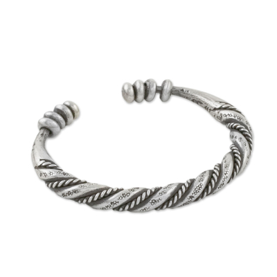 Sterling silver cuff bracelet, 'Lanna Beauty' - Handmade Sterling Silver Thai Hill Tribe Cuff Bracelet