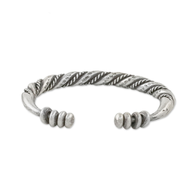 Sterling silver cuff bracelet, 'Lanna Beauty' - Handmade Sterling Silver Thai Hill Tribe Cuff Bracelet