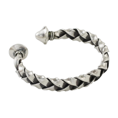 Sterling silver cuff bracelet, 'Ceriy Strength' - Handmade Sterling Silver Thai Hill Tribe Cuff Bracelet