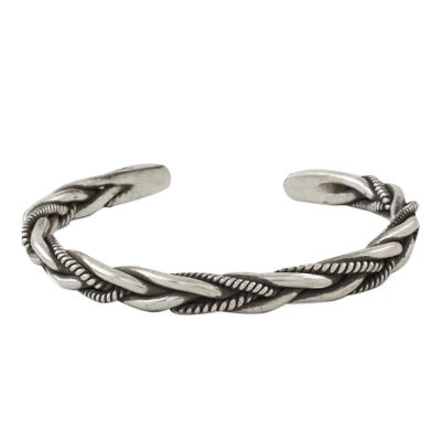 Sterling silver cuff bracelet, 'Lanna Allure' - Handmade Sterling Silver Thai Hill Tribe Cuff Bracelet