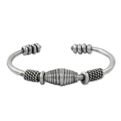 Sterling silver cuff bracelet, 'Hill Tribe Elegance' - Handmade Sterling Silver Thai Hill Tribe Cuff Bracelet