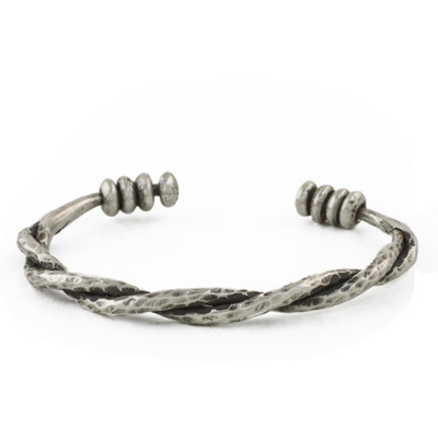 Sterling silver cuff bracelet, 'Lanna Waves' - Handmade Sterling Silver Thai Hill Tribe Cuff Bracelet