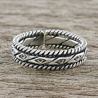 Sterling silver wrap ring, 'Hill Tribe Watcher'