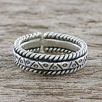 Sterling silver wrap ring, 'Lanna Bliss'