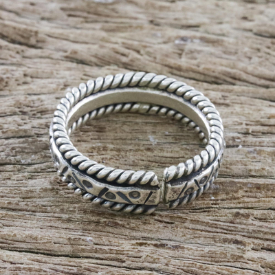 Sterling silver wrap ring, 'Lanna Bliss' - Handmade Sterling Silver Wrap Ring from Thailand