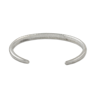 Sterling silver cuff bracelet, 'Hill Tribe Signature' - Handmade Sterling Silver Thai Hill Tribe Cuff Bracelet