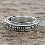Sterling silver wrap ring, 'Silver Suave' - Handmade Sterling Silver Thai Hill Tribe Geometric Wrap Ring