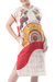 Cotton batik dress, 'Pheasant Singing' - 100% Cotton Thai Batik Short Sleeve Dress in Earth Tones (image 2b) thumbail