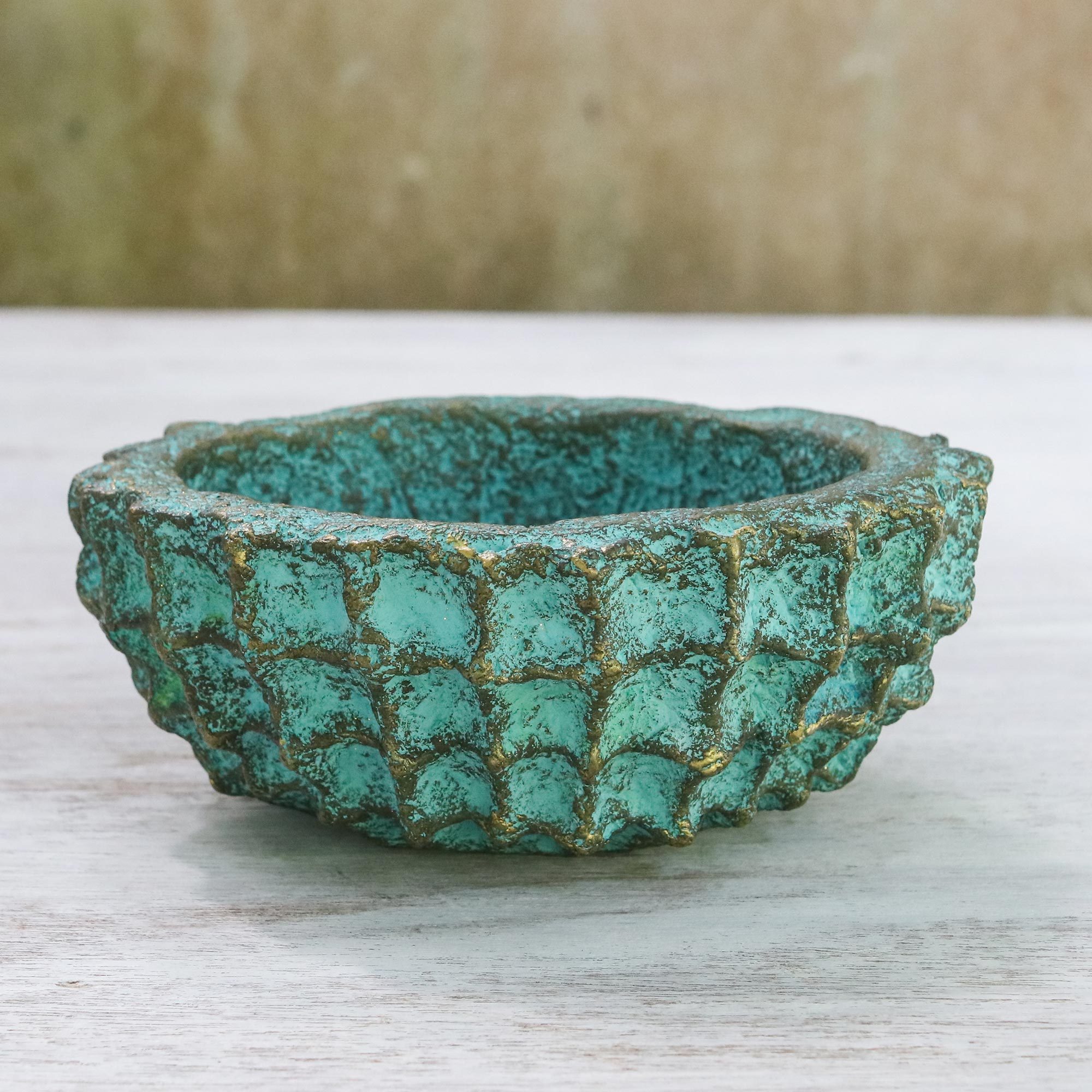 Handcrafted Decorative Bowl in Green from Thailand Green  NOVICA