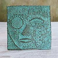 Recycled paper relief panel, 'Eye of Buddha' - Recycled Paper Relief Panel of Buddha from Thailand
