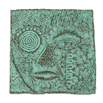 Recycled paper relief panel, 'Eye of Buddha' - Recycled Paper Relief Panel of Buddha from Thailand